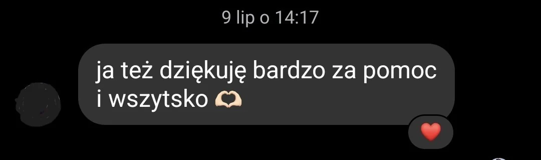 Krótka wiadomość z podziękowaniem